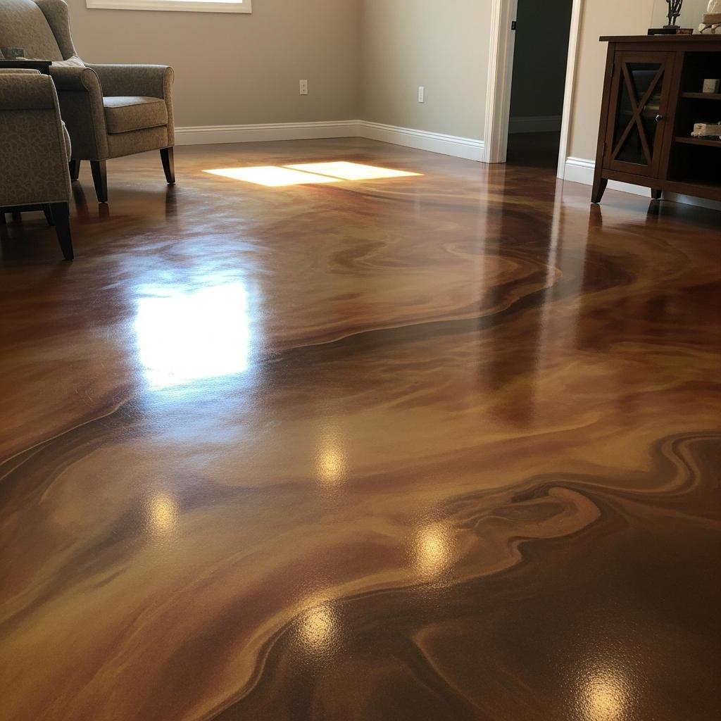 Decorative metallic epoxy floor finished by Flooring & Epoxy Coat Pro in Columbus