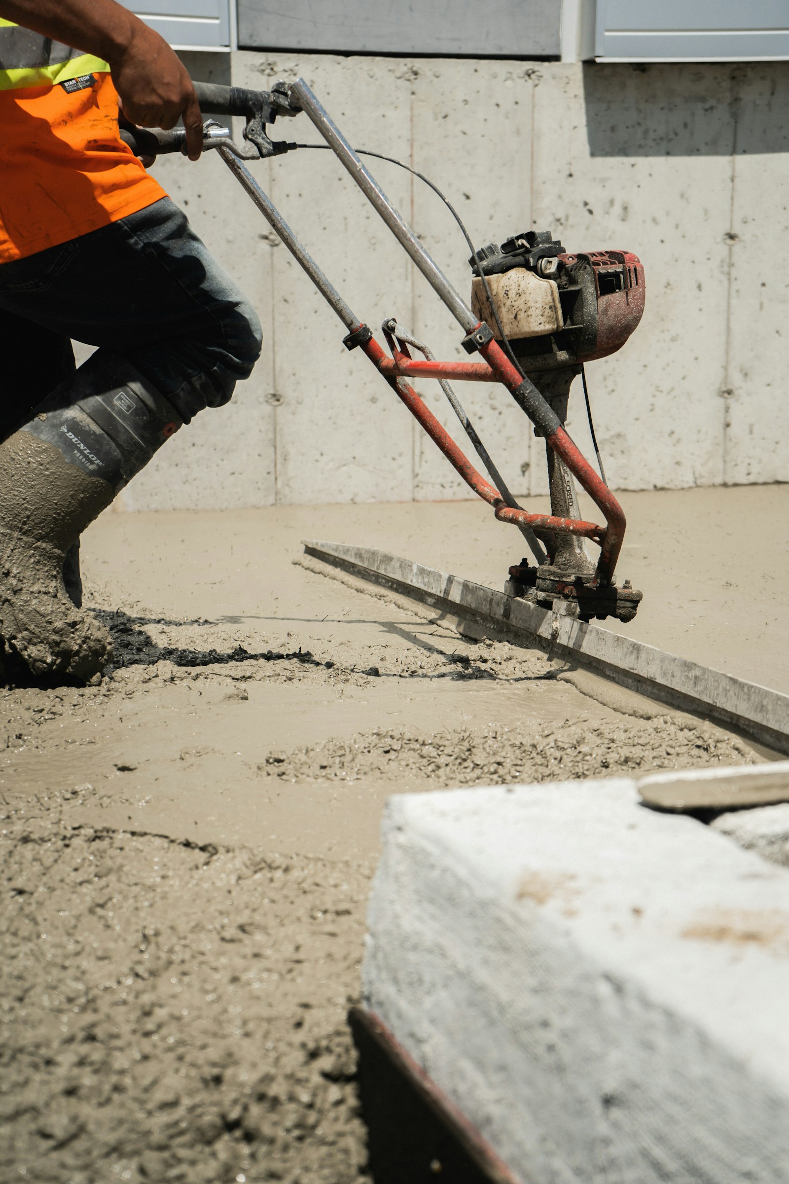 Floor prep underway - diamond grinding a concrete slab