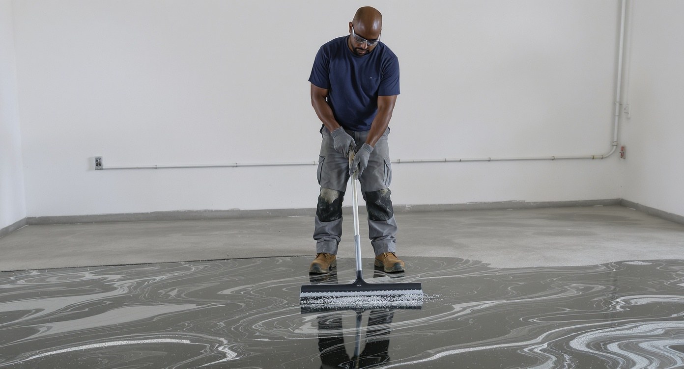 Decorative metallic epoxy floor finished by Lodestone Flooring & Epoxy Coat Pro in Columbus